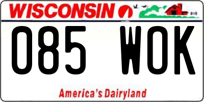 WI license plate 085WOK