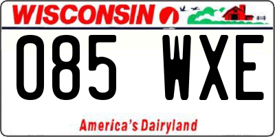 WI license plate 085WXE