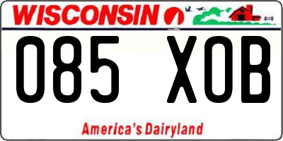 WI license plate 085XOB