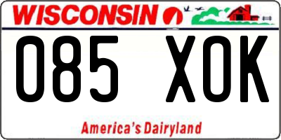 WI license plate 085XOK
