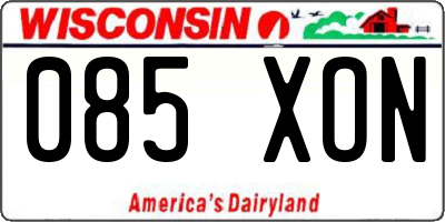 WI license plate 085XON