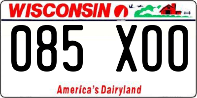 WI license plate 085XOO