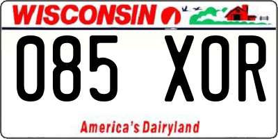 WI license plate 085XOR
