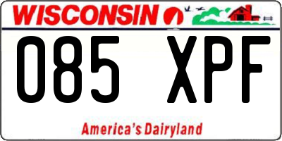 WI license plate 085XPF