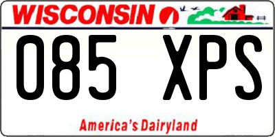 WI license plate 085XPS