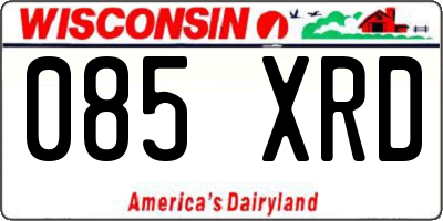 WI license plate 085XRD