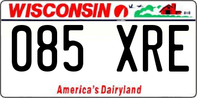 WI license plate 085XRE