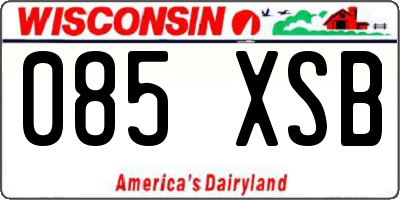 WI license plate 085XSB