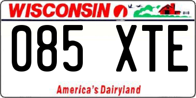 WI license plate 085XTE