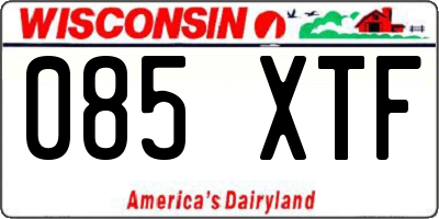 WI license plate 085XTF