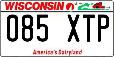 WI license plate 085XTP