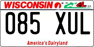 WI license plate 085XUL