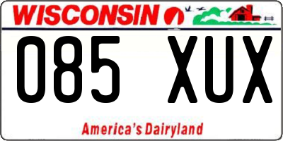 WI license plate 085XUX