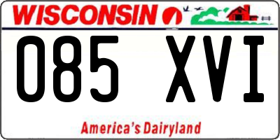 WI license plate 085XVI