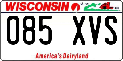 WI license plate 085XVS