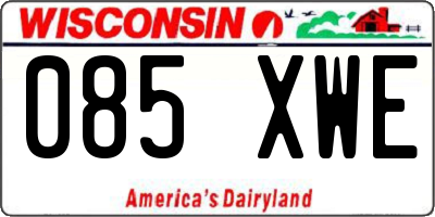 WI license plate 085XWE