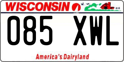 WI license plate 085XWL