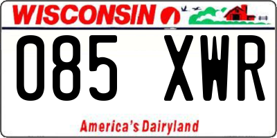 WI license plate 085XWR
