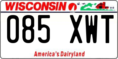 WI license plate 085XWT