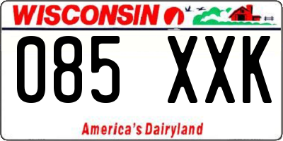 WI license plate 085XXK