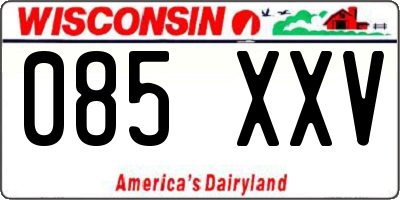 WI license plate 085XXV