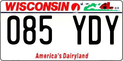 WI license plate 085YDY