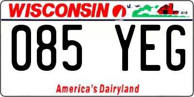 WI license plate 085YEG