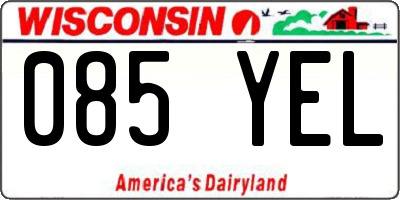 WI license plate 085YEL