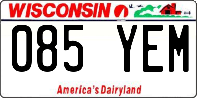 WI license plate 085YEM