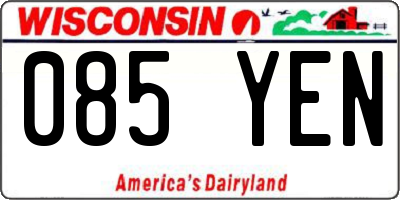 WI license plate 085YEN