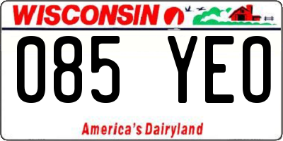 WI license plate 085YEO