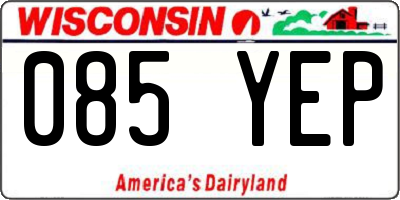 WI license plate 085YEP