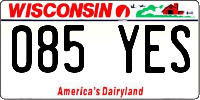 WI license plate 085YES