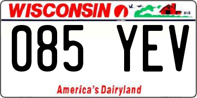 WI license plate 085YEV