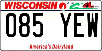 WI license plate 085YEW