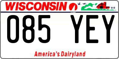 WI license plate 085YEY
