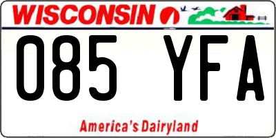 WI license plate 085YFA