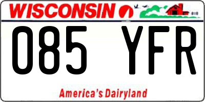 WI license plate 085YFR