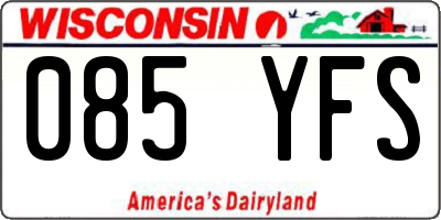 WI license plate 085YFS