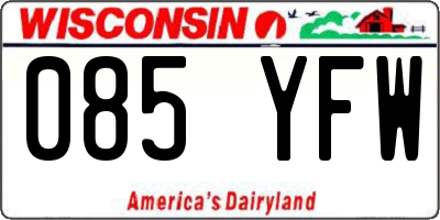 WI license plate 085YFW
