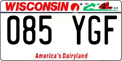 WI license plate 085YGF