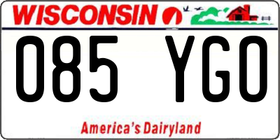 WI license plate 085YGO