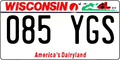 WI license plate 085YGS