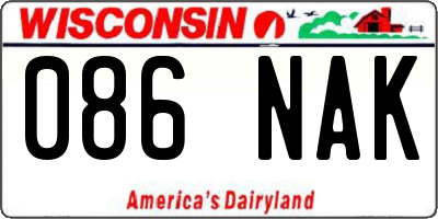 WI license plate 086NAK
