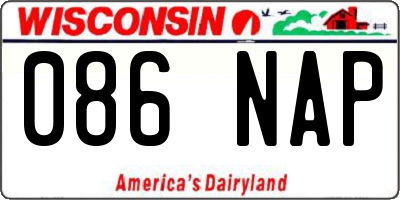 WI license plate 086NAP