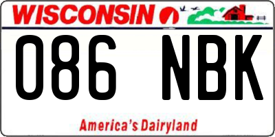 WI license plate 086NBK