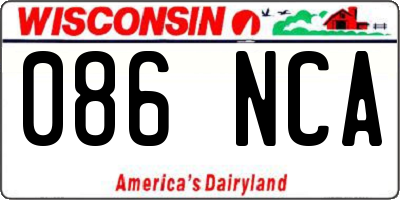 WI license plate 086NCA