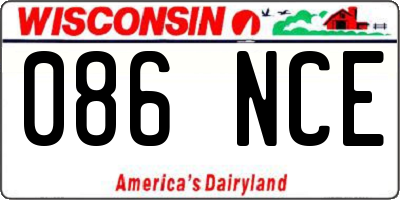 WI license plate 086NCE
