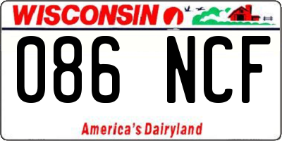WI license plate 086NCF