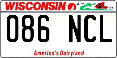 WI license plate 086NCL
